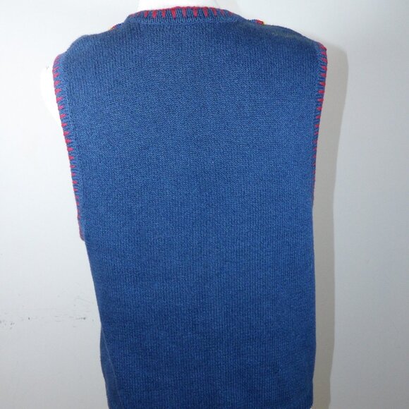 Share Blue Beaded Southwestern Vest Liz Wear Size Large Vintage - Picture 3 of 4